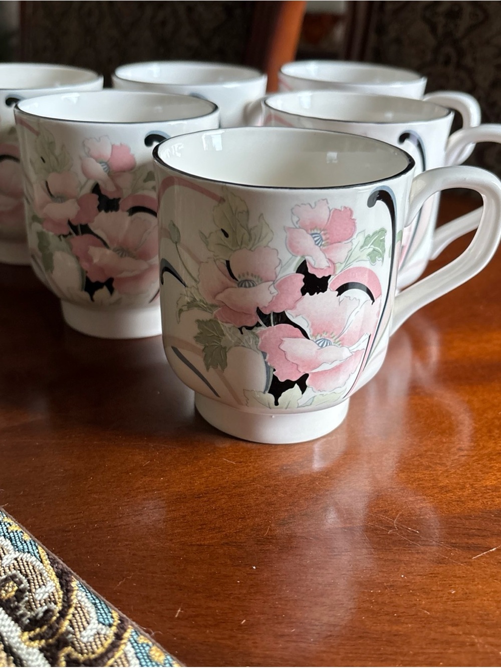 6 VTG Sango Anastasia cups mugs only no saucers #274632 Quadrille Andre Richard